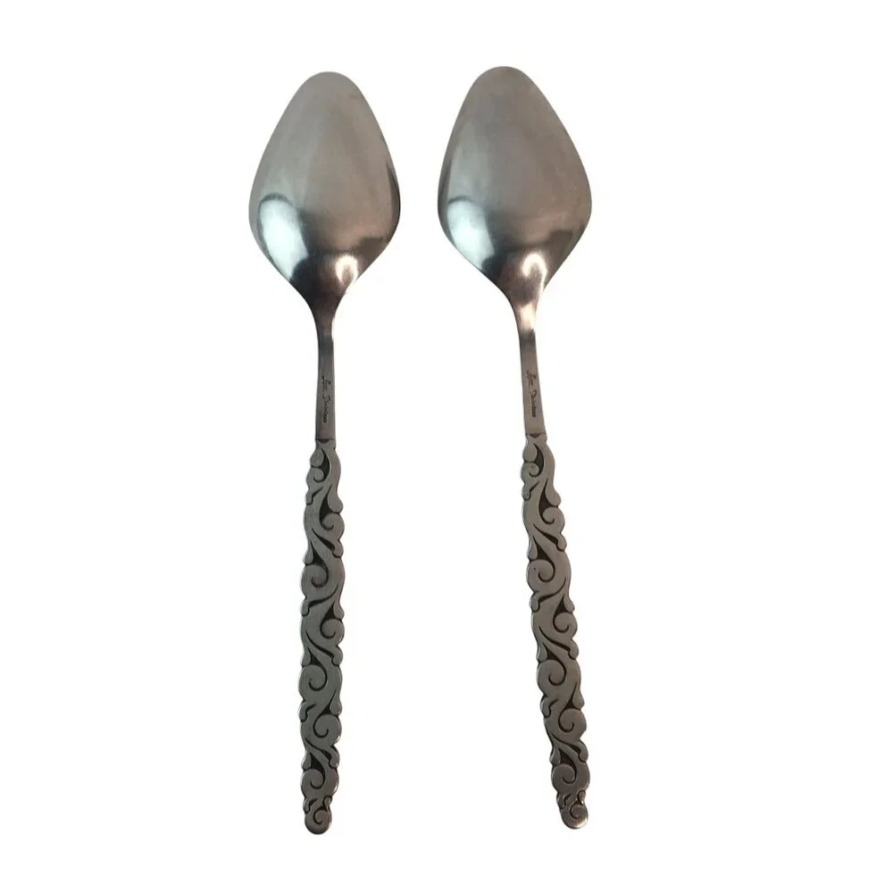 International Lyon Florentine Scroll Stainless Steel Serving Utensils 6 Pcs Spoo